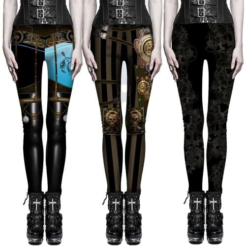 [You're My Secret] Steampunk Women Gear Printing Carnival Party Skinny Trousers Workout Leggings High Waist 2021 New Girl Pants