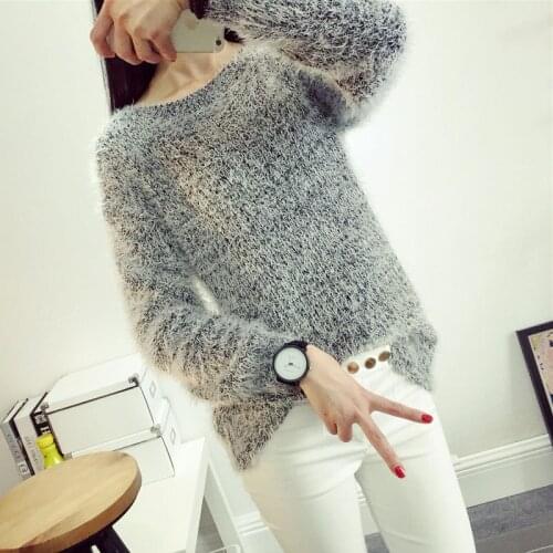 Sweater Casual 2021 New Fashion Mohair Loose Round Neck Solid Color Base Knit Europes Wind Women Sweter Sweaters Vestidos LXJ626