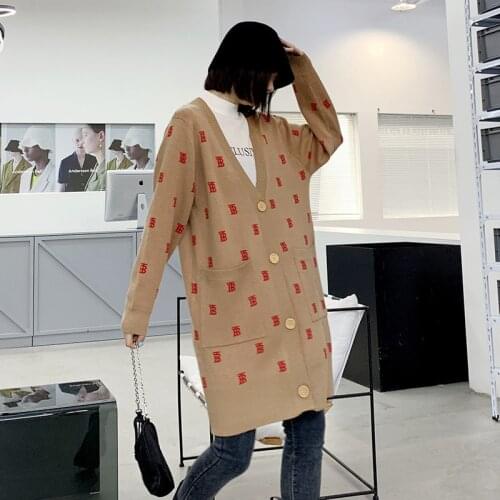New 2020 sweater women fall/winter single-breasted long V-neck knitted cardigan women loose knitted cardigan women autumn
