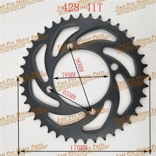 Black steel 428 41T tooth 76mm Rear Chain Sprockets For Chinese Pit Dirt Bike Motorcycle Motocross 50cc-160cc