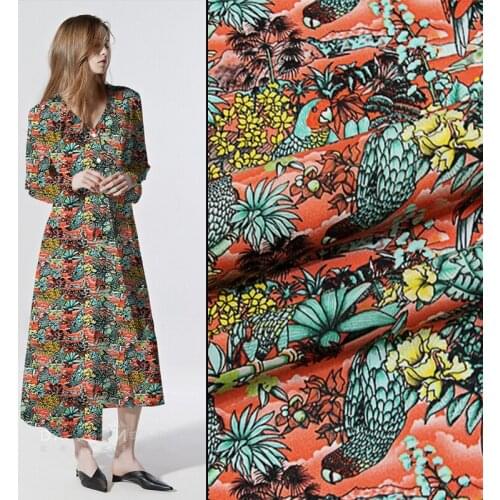 114cm new print crepe de chine silk fabric 12mm floral dress t-shirt shirt silk fabric wholesale silk cloth