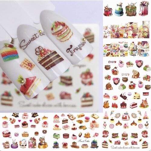 12 sheets water transfer decal nail art nail sticker slider tattoo full Cover Decals beauty manicure supplies dessert design