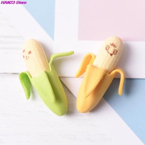 2 Pcs/lot Lovely Banana Expression Eraser Fruit Eraser Cute Fruit Shape Mini Eraser School Supplies Children Learning Toys