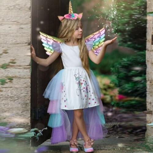 2021 Halloween Kids Colorful Unicorn Dress For Baby Girl Children Costume Cosplay Party Tutu Dress Princess Dresses Birthday