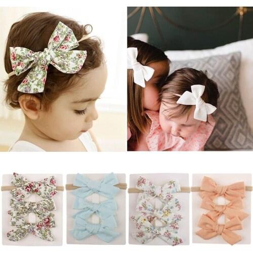 3Pcs/Set Cute Flower Printed Baby Hair Accessories Bows Kids Hairband Headbands For Girls Turban Children Hair Clips Hairpins