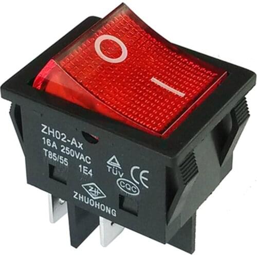 5Pcs ZH02-Ax AC 250V 16/20/25/30/35/40A 4 Pins Rocker Switch With Lamp ON-OFF Push Button Switches For Welding Machine CE TUVCQC