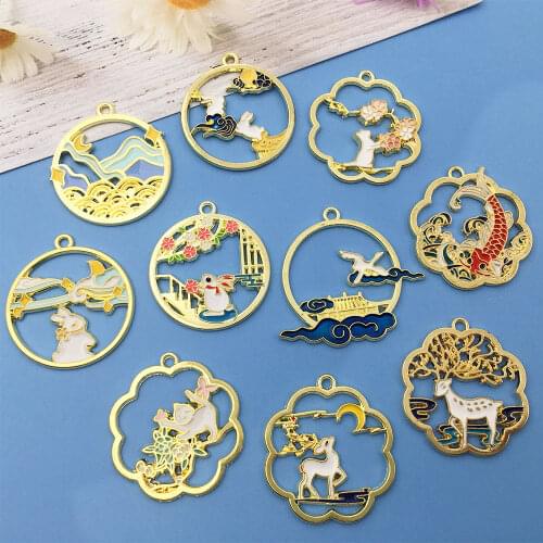 6pcs Earrings EnamelCharms Animals Zinc Alloy Pendants DIY Women Fashion Necklace Handicraft metalComponents ForJewelry Making