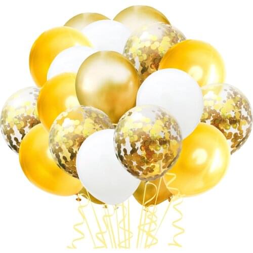 60 Pcs 12" Rose Gold Champagne Gold Confetti Sequins Latex Balloons for Christmas Birthday Gold Party Decoration para fiestas