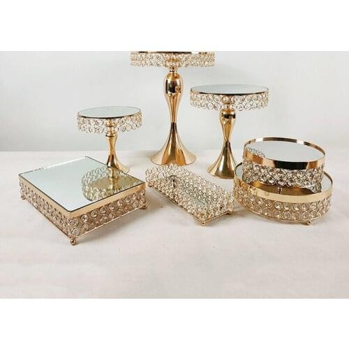 7pcs Gold Cake Stand Set Dessert Display with Multiple Free Combination Styles for Baby Shower, Wedding Birthday Party
