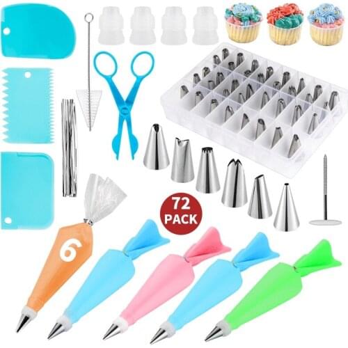 72pcs/set Cake Decorating Kit Pastry Fondant Piping Nozzle Bag Kitchen Cake Dessert Baking Tools Kitchen Accessories