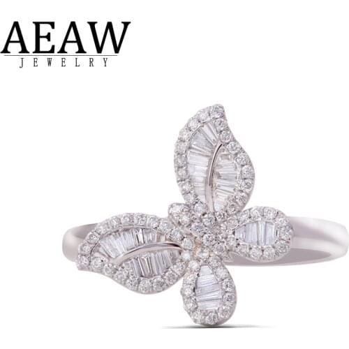 18k White Gold Light Luxury Diamond Full Diamond Butterfly Real 0.4cttw Natural Diamond Wedding Ring Gift for Women