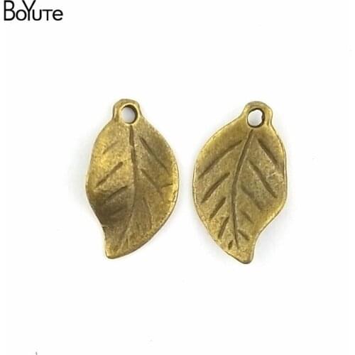 BoYuTe (100 Pieces/lot) 19*11MM Metal Vintage Diy Leaf Charms Pendant Antique Bronze Plated Charms Fashion Jewelry Findings