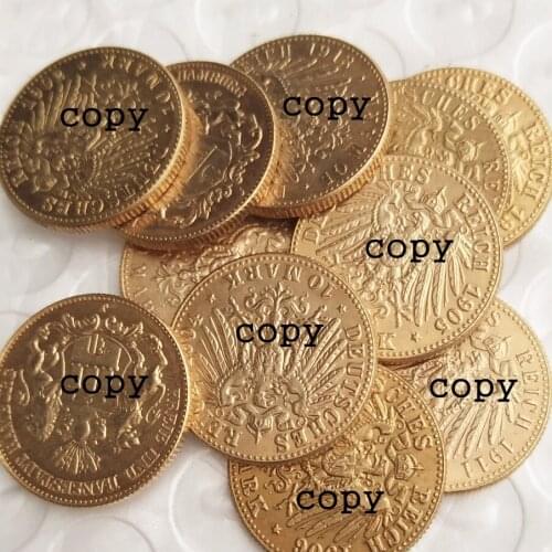 Germany 10 Mark Full set(1902-1913) 11pcs Gold Plated Copy Coins