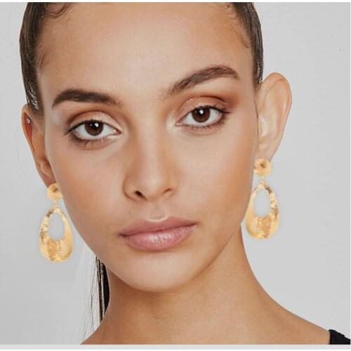 HaHaGirl Fashion Gold Color Metal Big Dangle Earrings For Women Geometric Punk Water Drop Earrings Jewelry Girl Party Gifts