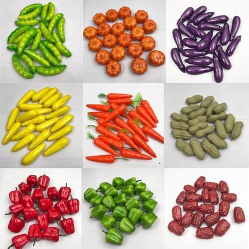 40PCS/Set Mini Artificial Foods Vegetables Fruits Christmas Birthday Party New Year Festive Supplies Home Garden Decoration