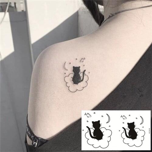 Nu-TATY 25 set Ins style Tattoo Sticker waterproof lasting girl heart lovely sexy cartoon black cat sticker