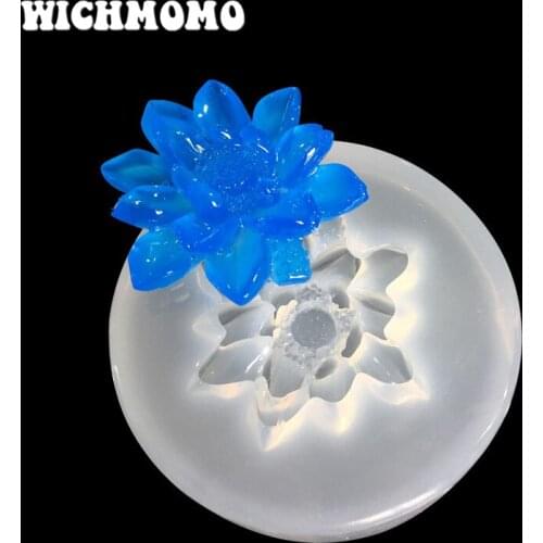 2019 New 1PCS Lotus Flower Charms Craft DIY Transparent UV Resin Liquid Silicone Combination Molds for Earring Making Jewelry