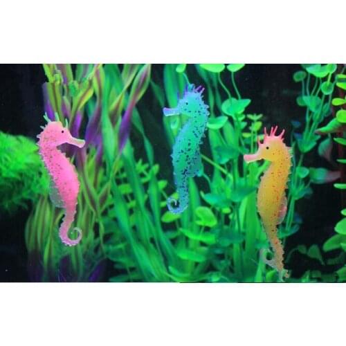 New Arrival Environmental and friendly Luminous Sea Horse Hippocampus Aquarium silicone Fish Tank Decoration