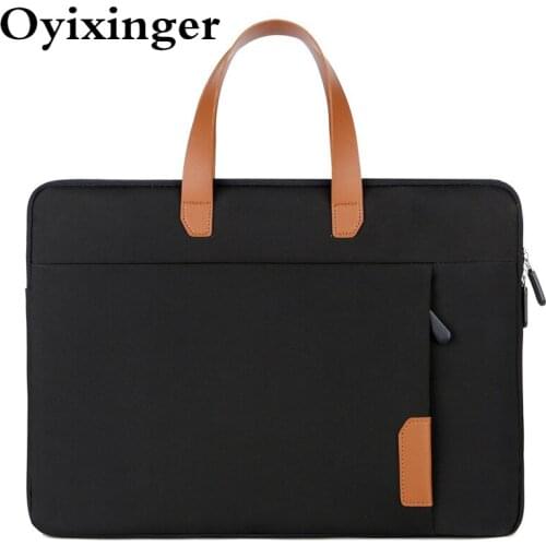 OYIXINGER Waterproof Oxford Laptop Bag Casual Portable Double Zipper Handbag Male Unisex Laptop Bags For 13 14 15 macbook lenovo