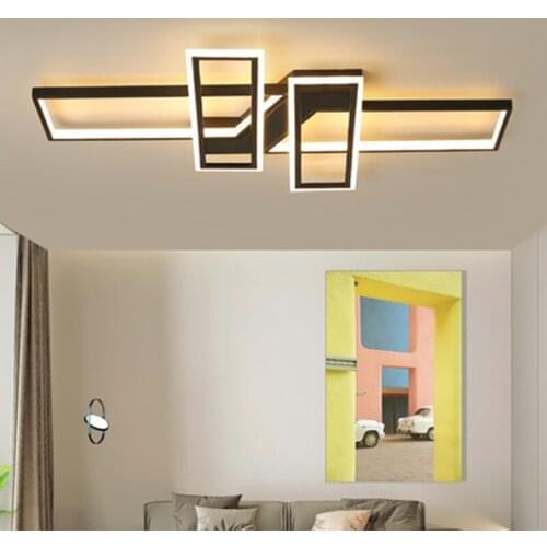 Post modern Simple LED Pendant lights Nordic Dining room Office Creative Black white Aluminum Droplight Rectangle LED Lighting