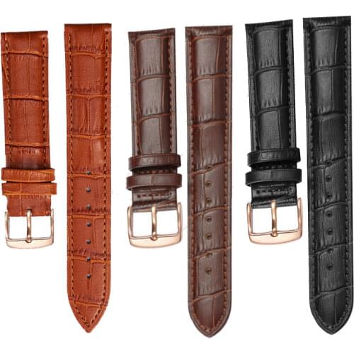 2020 New Fashion Cow Leather Watch Band Replacement Leather Watchband Rose Gold Buckle Black Brown Watch Strap