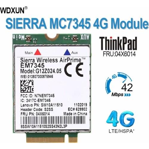 Sierra em7345 gobi5000 4g lte hspa + gprs wwan ngff cartão fru: 04x6014 para lenovo thinkpad t440 w540 t440p x240 l540 x250