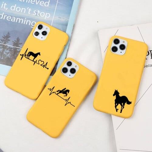 Horse Pony Horse Heartbeat Phone Case For iphone 12 11 Pro Max Mini XS 8 7 6 6S Plus X SE 2020 XR Candy yellow Silicone cover