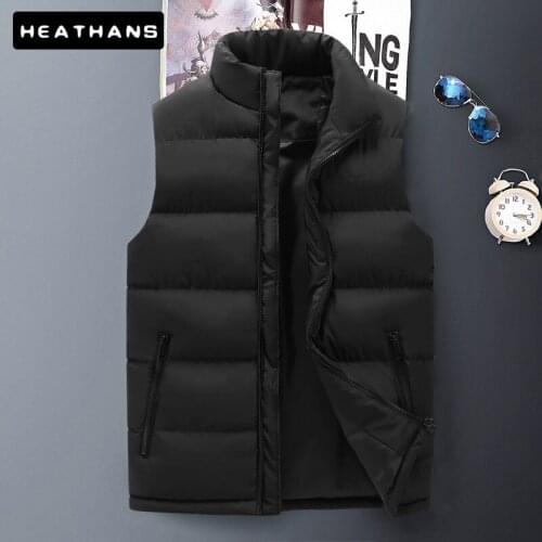 Warm Winter Vest Jackets Mens New Autumn Sleeveless Parkas Vests Male Solid Color Waistcoats Down Jacket Coat Mens Outdoor Vest