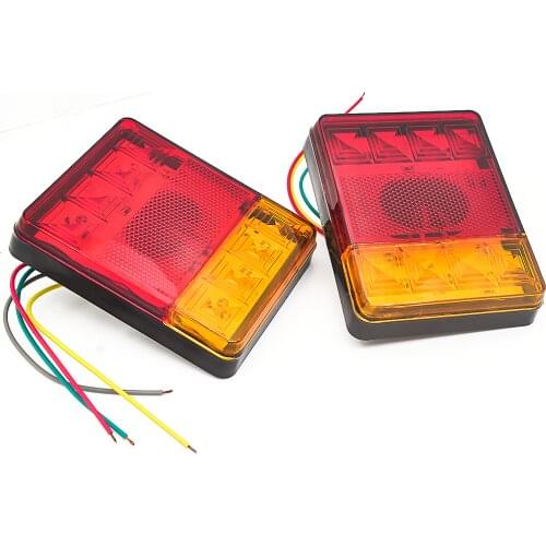 Turn Signal Indicator 26 LEDs Tail Light Trailer Truck Caravan Taillight 1 Pair Rear Reverse Brake Stop Lamp Number Plate Light