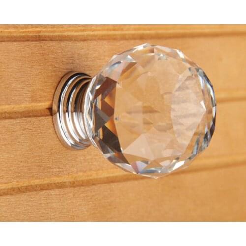 UNILOCKS Designer Series K9 Crystal Glass Chrome Cabinet Cupboard Door Knob R6002 (Diameter:30mm)