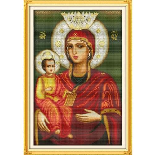 Everlasting Love Madonna-and-child Chinese Cross Stitch Kits Ecological Cotton Printed 14CT 11CT DIY Wedding Decoration For Home