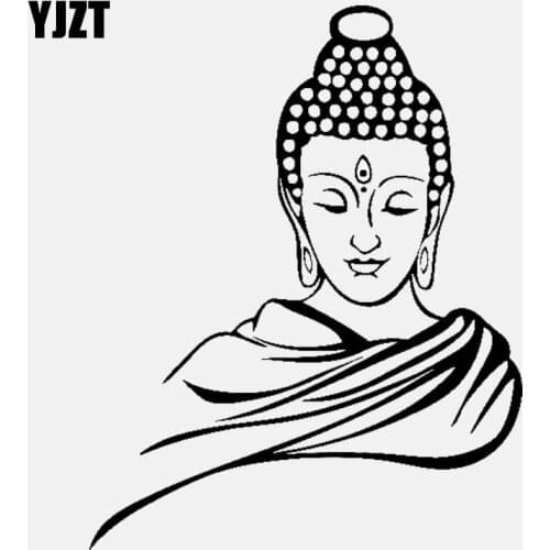 YJZT 14.2CM*18CM Car Stickers Vinyl Decal Buddha Religion Buddhism Meditation Black/Silver C3-1522