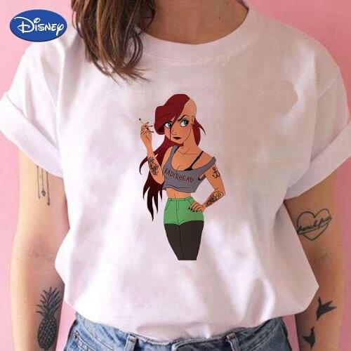 Princess Tattoo Hipster Punk Womens T-Shirts Rock More Disney Branded Tshirts Short Sleeve 2021 Ulzzang Fashion Street Hip Hop