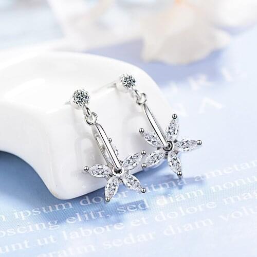 Flower Zircon 925 Sterling Silver Stud Earring For Women Fashion Korean Trendy Jewelry Aretes De Mujer Oorbellen