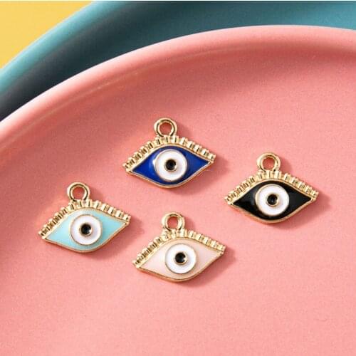 10Pcs Enamel Gold Color Evil Eye Charms Pendant for Jewerly DIY Making Bracelet Women Earrings Necklace Accessories Findings