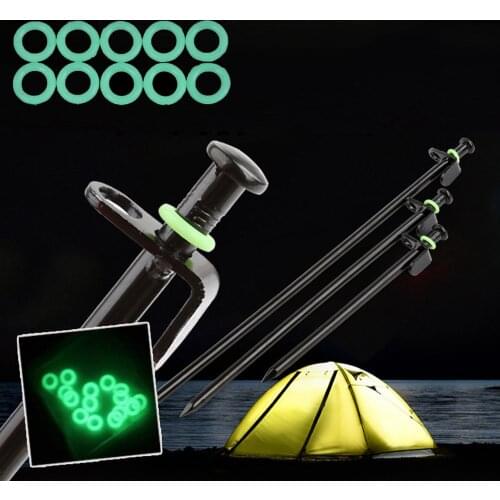 100PCS Silicone Luminous Tent Ground Nail Ring O-shaped Fishing Rod Ring Multifunctional Night Light Outdoor Camping Accessories