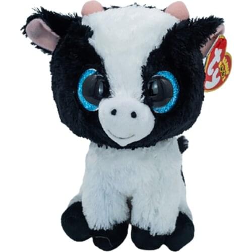 15CM Ty Big Eye Beanie Plush Animal Doll Stuffed Plush Toys Black And White Dog Soft Animal Plush Boy And Girl Birthday Gifts