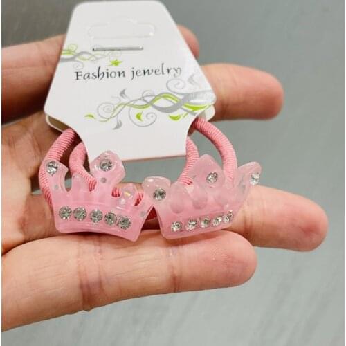 2Pcs/Set Girls Crystal Crown Rubber Elastic Hair Bands Children Ponytail Holder Scrunchie Headband Kids Women Hair Accessories