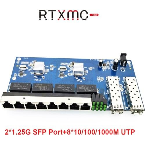 2SFP8E 10/100/1000M Gigabit Ethernet switch Ethernet Fiber Optical 8*RJ45 2*SFP 1.25G fiber Port PCBA Board