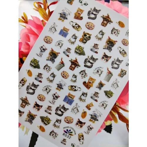 3D Nail Art Sticker Lovely Pets Cute Cat Flower Self Adhesive Stickers for Nails Decoraciones foil Manicure Sliders Accesorios