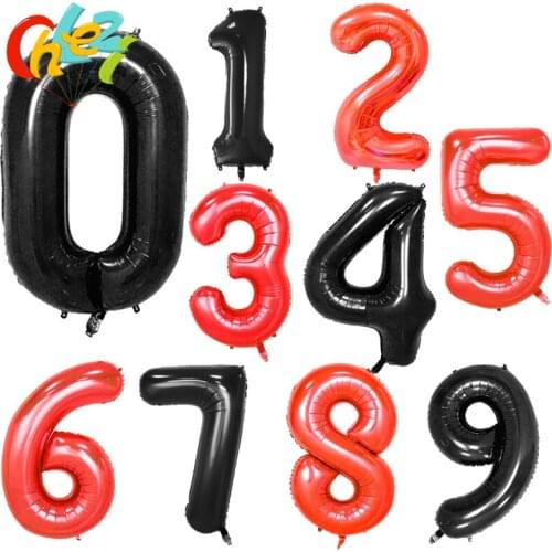 40 inch Number Foil Balloon Black Red Large Helium Balloons Wedding Decor Engagement Birthday Party Souvenirs favors Supplies