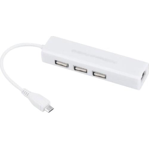 Micro USB to Network LAN Ethernet RJ45 Adapter with 3 Port USB 2.0 HUB Adapter Compliant