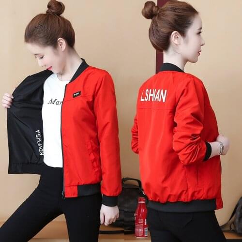 Both sides make New Year autumn relaxed joker baseball uniform wear short coat jacket joker woman