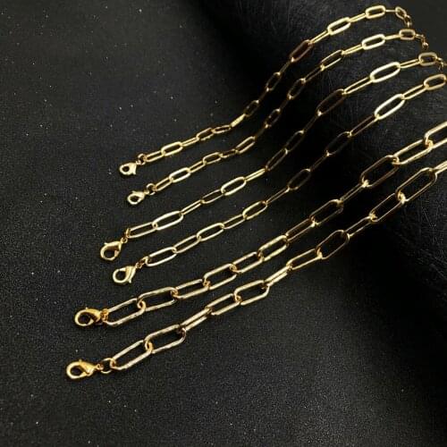 Gold Paper Clip Shaped Chain Metal Eyeglass Chains Women Sunglasses Holder Necklace Reading Glasses Non-slip Eyewear Accessories