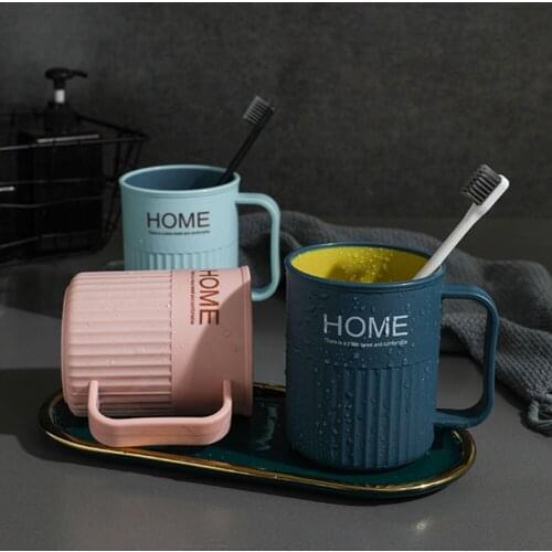 F512 mouthwash cup couple toothbrush cup tooth cylinder cup creative two-color plastic cup with handle simple drinking cup