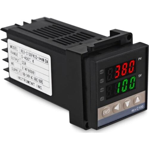 REX-C100 220VAC Digital PID Temperature Controller REX C100 Thermostat + 40A SSR Relay+ K Thermocouple 1m Probe Sensor