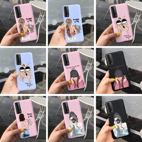 For Huawei P Smart 2021 Case Beautiful Girl Painted Silicone Phone Cases For Huawei P Smart 2021 PPA-LX2 Back Cover Coque Bumper