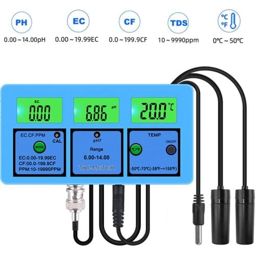 PH-117 New 5 in 1 Multi-Parameter Water Quality Monitor PH EC CF TDS Temperature Meter Analysis Device for Aquarium with EU Plug