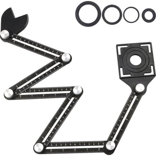 3/5 holes Multi Template 6 Folding Rulers Finder Measuring Tool Angle Ruler Perforated Tool Glass Tiles Woodworking Gaug #W0