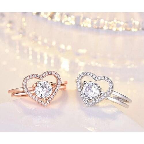 Delicate Adjustable 2PCS Ring Heart Xmas Popular Gift Women Girl r Jewellery